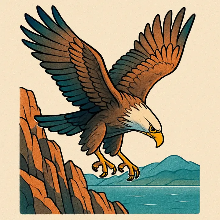 吉卜力风格鹰纹身设计